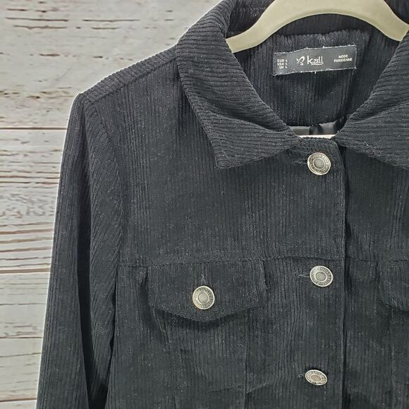 K.Zell Paris Women's Black Button Up Corduroy Jacket Size Large - Picture 9 of 11